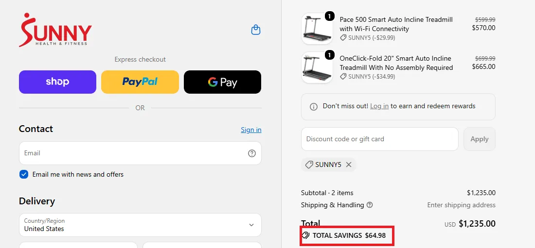 Sunnyhealthfitness 5% off coupon code
